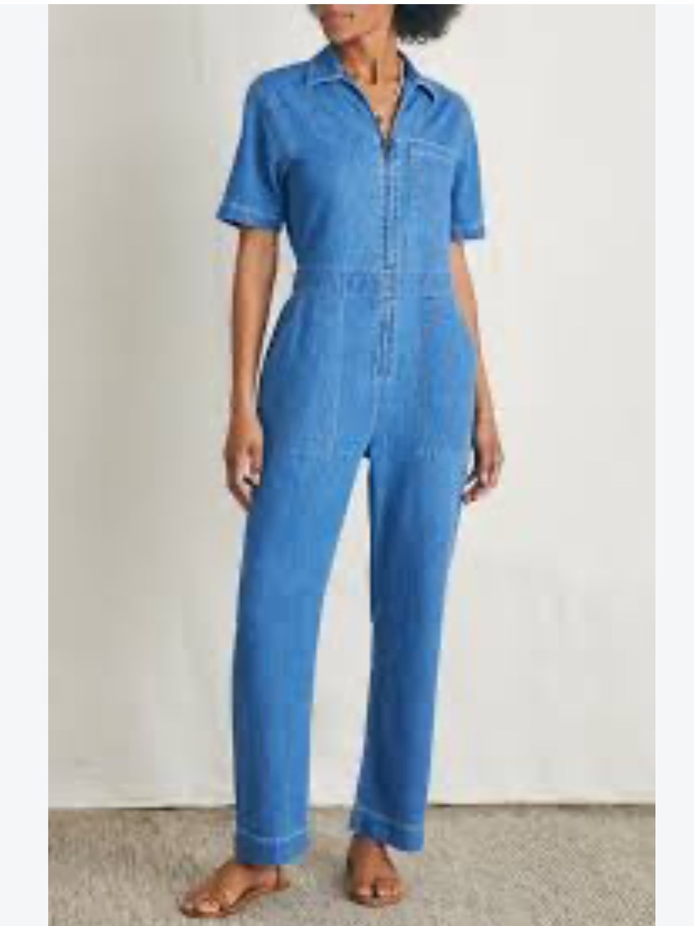 Faherty Organic Cotton Blend Denim Jumpsuit Size 8